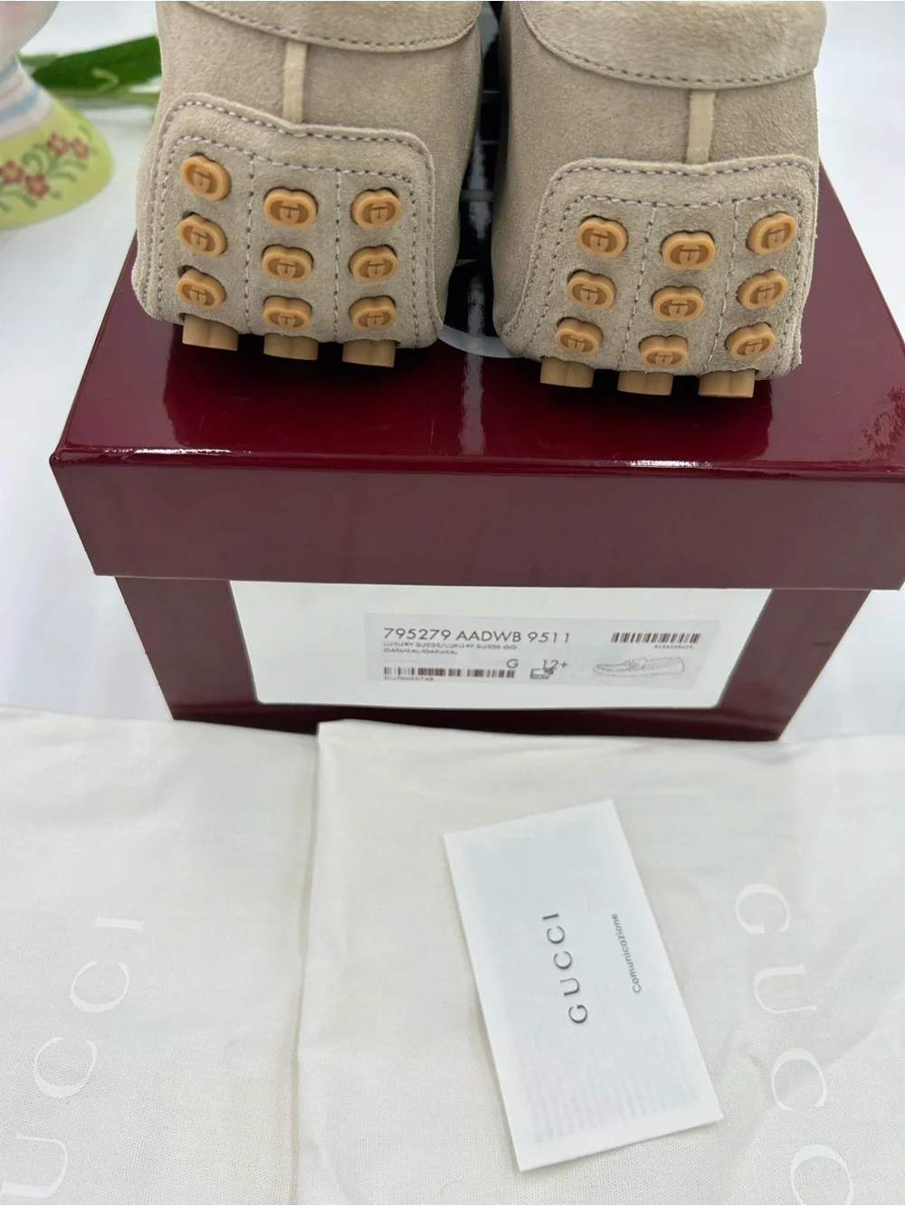 Men's Gucci suede GG embossed loafers size 12.5 fits 13 US made in Italy